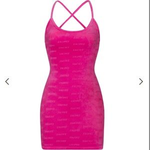 Skims Logo Velour Hot Pink